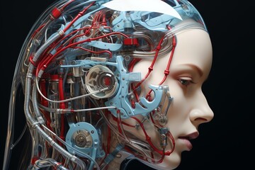 Fototapeta premium Generate a photorealistic image of a female cyborg