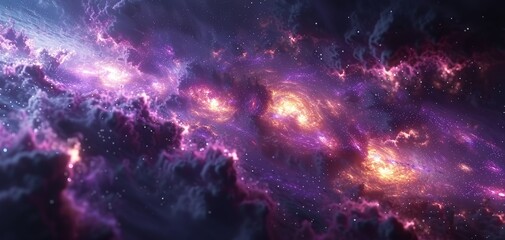 Beautiful purple space background. Stars, nebula, gas clouds. Sci-fi cosmic wallpaper.