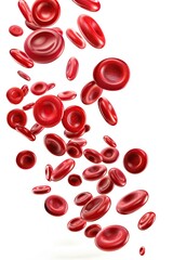 Erythrocytes blood cell stream isolated on white background