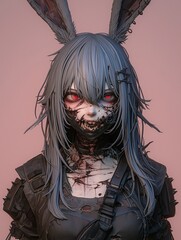 Creepy Kawaii Raven Queen Girl , Goth creepy , 3D render