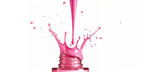pink paint splash drops isolated on white background