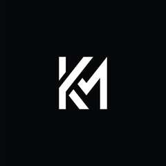 KM Modern abstract letter, KM logo design. Minimal, KM initial based icon vector