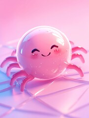 Creepy Kawaii Smiley Spider Anime , 3D render
