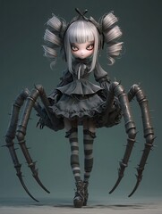 Creepy Kawaii SpiderLeg Cutie Girl , Goth creepy , 3D render