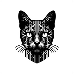 cat silhouette in animal cyberpunk, modern futuristic illustration