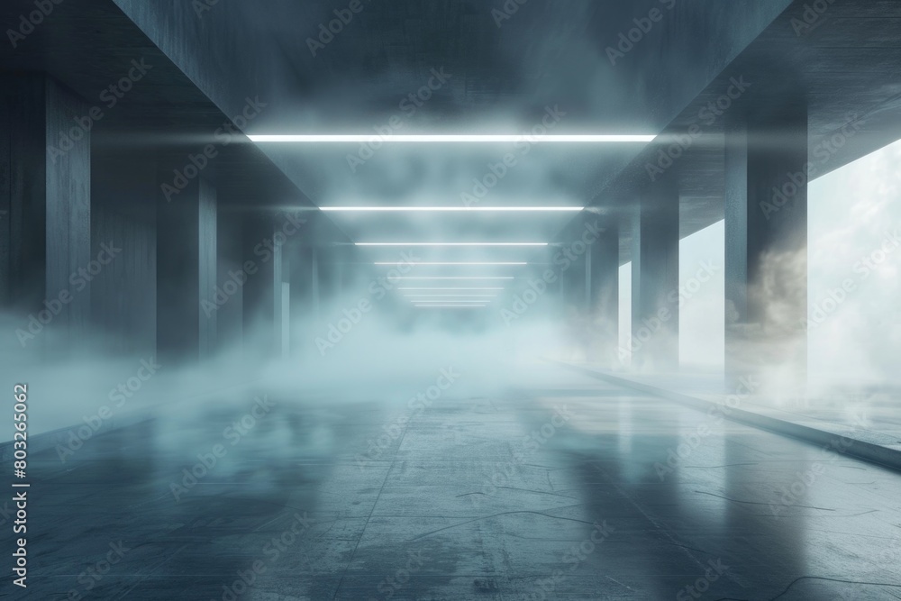 Poster A room filled with smoke, creating a mysterious atmosphere. Suitable for various concepts