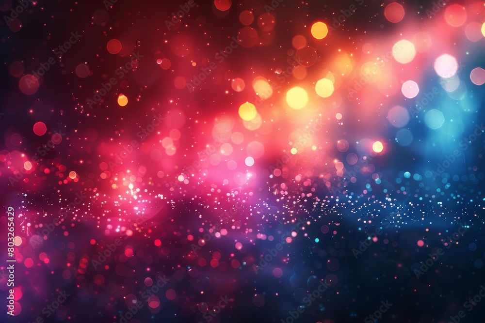 Poster this image depicts tiny luminescent red and blue particles creating a mesmerizing abstract pattern