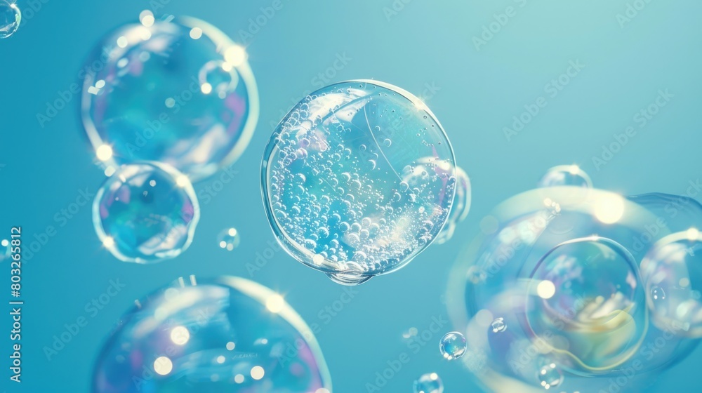 Poster a bunch of bubbles floating in the air. ideal for backgrounds or decorations