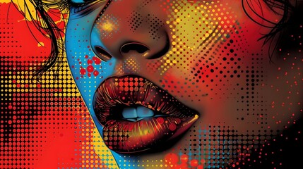 Vibrant Pop Art Inspired Featuring Bold Facial Expressions and Vibrant Color Contrasts