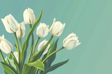 White tulips arranged in a vase, perfect for home decor or floral design projects