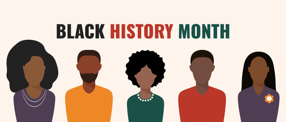 Black History Month horizontal background. African American History. Vector illustration.