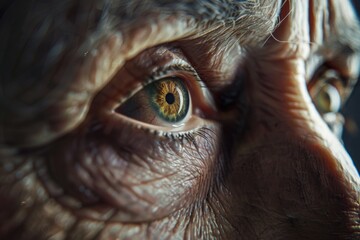 Detailed close up of an older person's eye, suitable for medical or beauty concepts