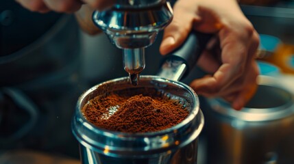 Preparing Fresh Espresso Coffee