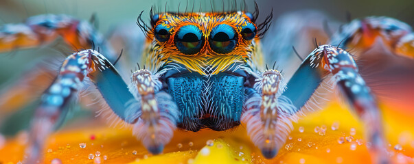 colorful Brazilian wandering spider in macro detail