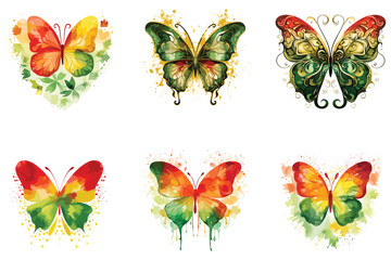 Watercolor butterfly vector illustration on white background.