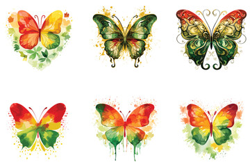Obraz premium Watercolor butterfly vector illustration on white background.