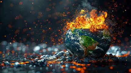 The concept of global warming with Earth in a heat crisis. the earth is boiling in pot.