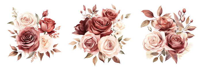 Gorgeous rose bouquets in watercolor style