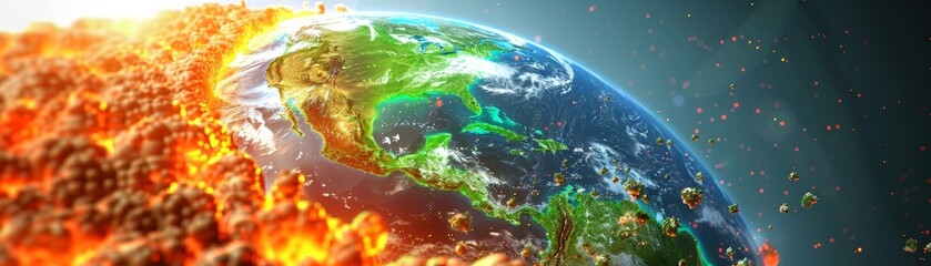 The earth is boiling in pot. The concept of global warming with Earth in a heat crisis.