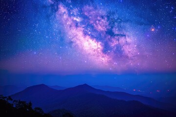 Fototapeta premium A breathtaking view of the starry night sky from a mountain top. Perfect for astronomy enthusiasts or nature lovers