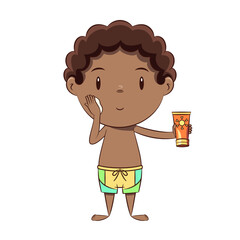 Boy, sunscreen, face, wearing, sunblock, summer, swimwear