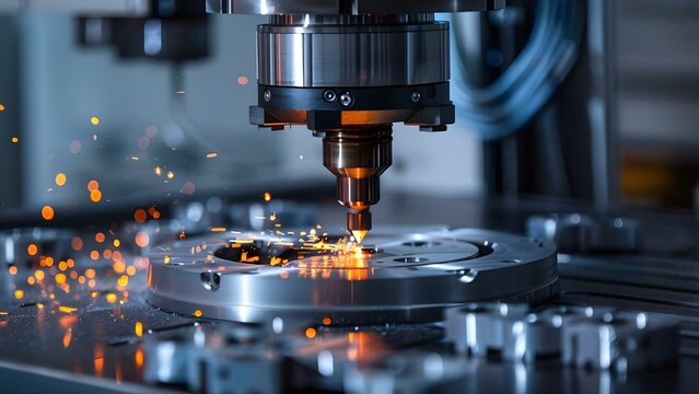 Hightech CNC milling machine for precision metalworking. Concept Metalworking, Precision Engineering, CNC Milling, High Tech Machinery, Industrial Manufacturing