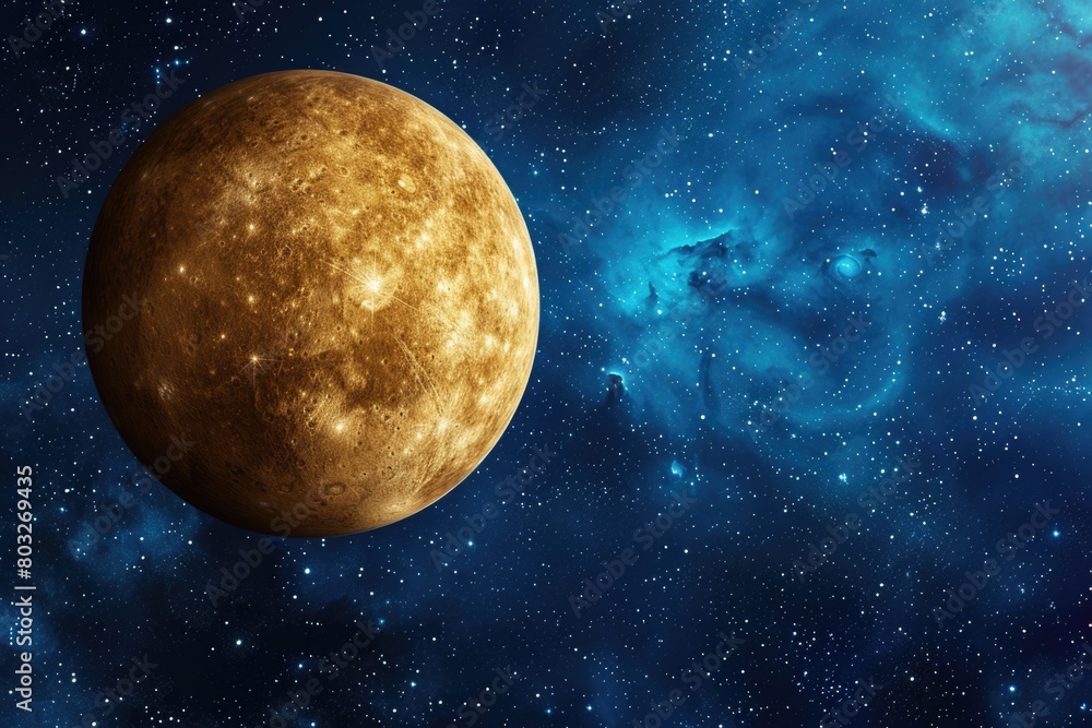 Poster a beautiful planet shining in the night sky. suitable for astronomy or science-related projects