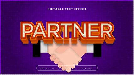 Orange beige and purple violet partner 3d editable text effect - font style