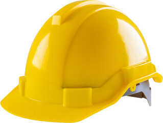 Yellow safety construction helmet isolated on white background