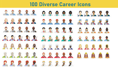 100 Diverse Career Icons Pack