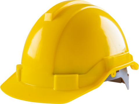 Yellow safety construction helmet isolated on white background