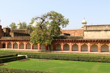 Fototapeta premium Red Fort India 02/15/2023. The Red Fort is a historical citadel from the Mughal era. Built from red sandstone