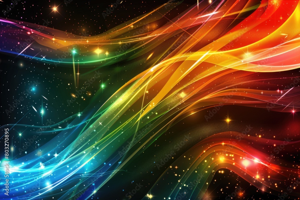 Aufkleber Vibrant abstract background with twinkling stars and glowing lights. Perfect for adding a touch of magic to any project