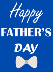 Happy Father's Day Greeting Card Design with Bow Tie and Heart on Blue Background. Vector Celebration Illustration for Best Dad. Template for Banner, Flyer or Poster. Vector Isolated.