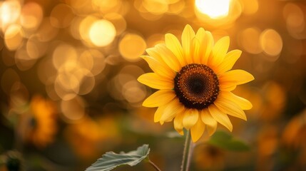 Fototapeta premium A beautiful sunflower, standing tall and proud in the field