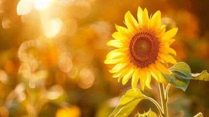 Obraz premium Big and bright yellow sunflower in full bloom