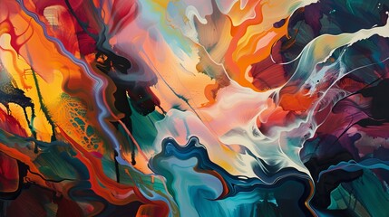 Vibrant abstract painting depicting swirling patterns of dreams and reality