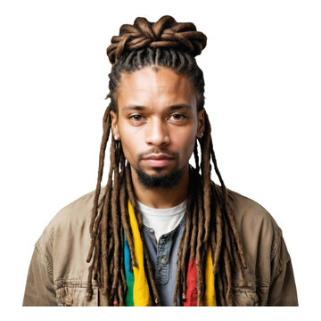 Reggae dreadlock man on transparent background