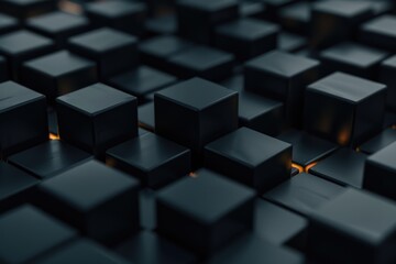 A close up of black cubes, suitable for abstract concepts