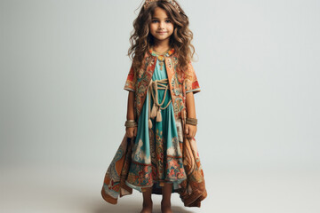 Cute little girl wearing long dress
