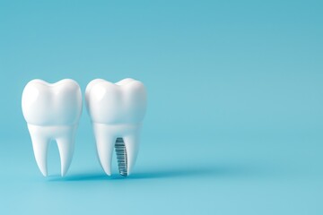 Two toothbrushes sitting on a blue surface, ideal for dental hygiene concept