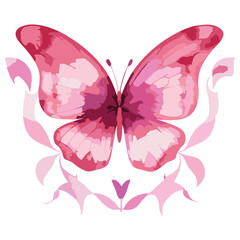 Watercolor butterfly vector illustration on white background.