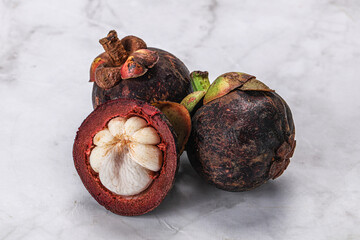 Tropical exotic purple sweet mangosteen