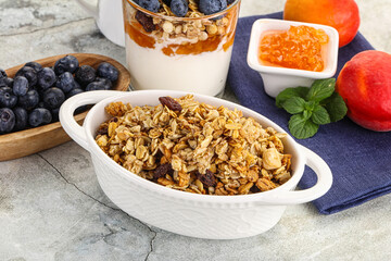 Granola museli cereal for breakfast