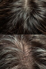 Close-up view of a person's hair with significant hair loss. Suitable for medical and dermatology concepts