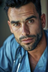 Fototapeta premium A man holding a stethoscope, suitable for medical concepts