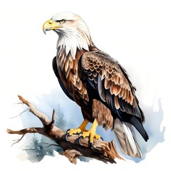 Fototapeta premium American eagle. Bald eagle clipart. Watercolor illustration. Generative AI. Detailed illustration.