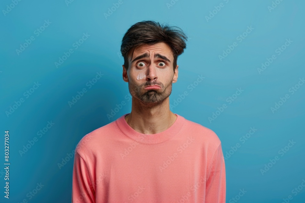 Poster a man with a surprised look on his face. suitable for various concepts