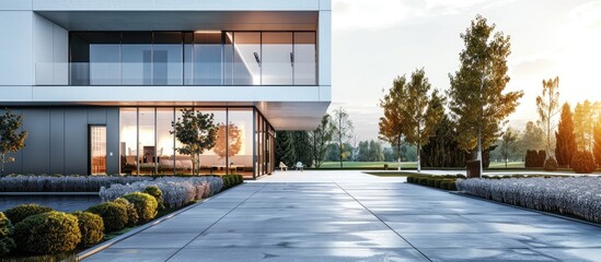 Sleek modern contemporary architecture with space for text details.