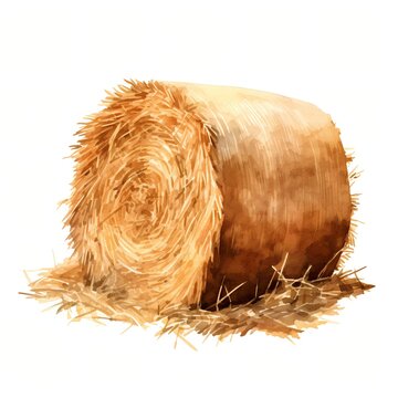 recommend clip art: Hay bales. Bale of hay. Farm yard hay clipart. Watercolor illustration. Generative AI. Detailed illustration.